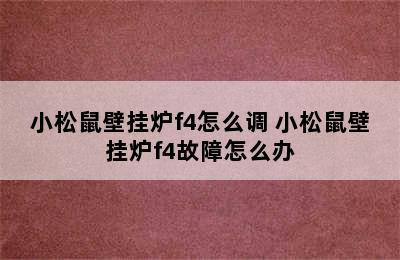 小松鼠壁挂炉f4怎么调 小松鼠壁挂炉f4故障怎么办